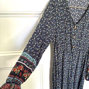 Floral long sleeves summer dress